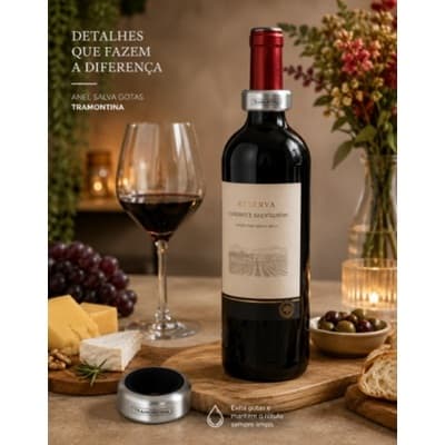 Anel Salva Gotas Tramontina Harmoniza em Aço Inox com Feltro Interno para Garrafa de Vinho