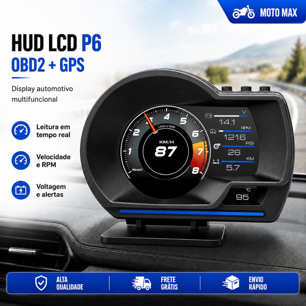 Head Up Display OBD2 GPS Universal Velocímetro Multifuncional Medidor Duplos Temperatura Da Água Turbo
