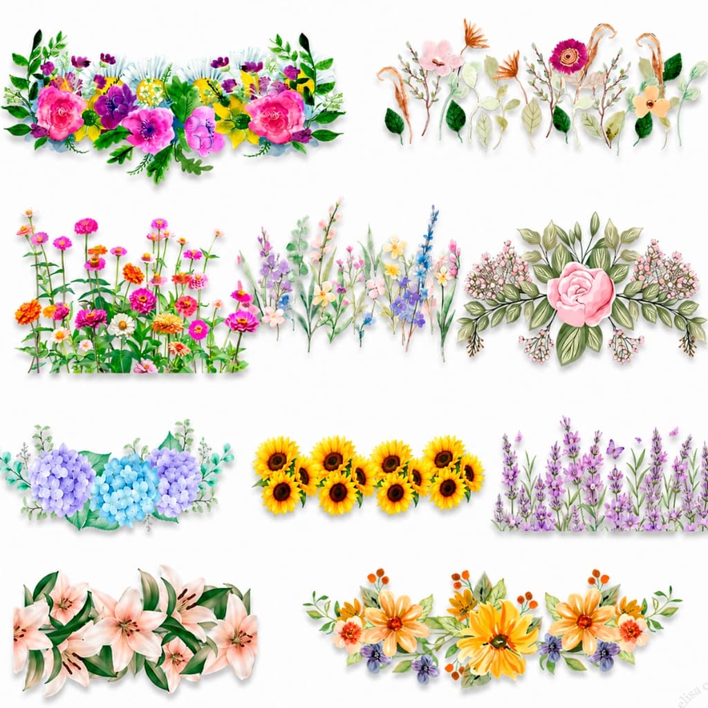 Adesivo DTF Transfer Flores Termocolante Imagem Têxtil para Tecidos Aplique Ferro de Passar Floral