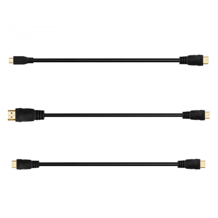 Kit 3 Cabos HDMI Zhiyun HDMI para HDMI Mini HDMI e Micro HDMI
