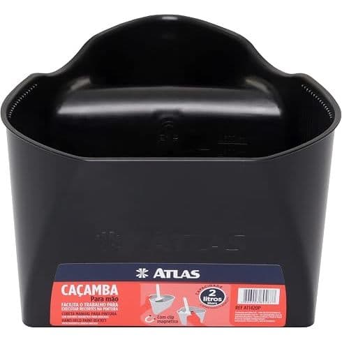 Atlas - Caçamba Plástica Profissional com Alça com Capacidade de 2 Litros, Cor Preta
