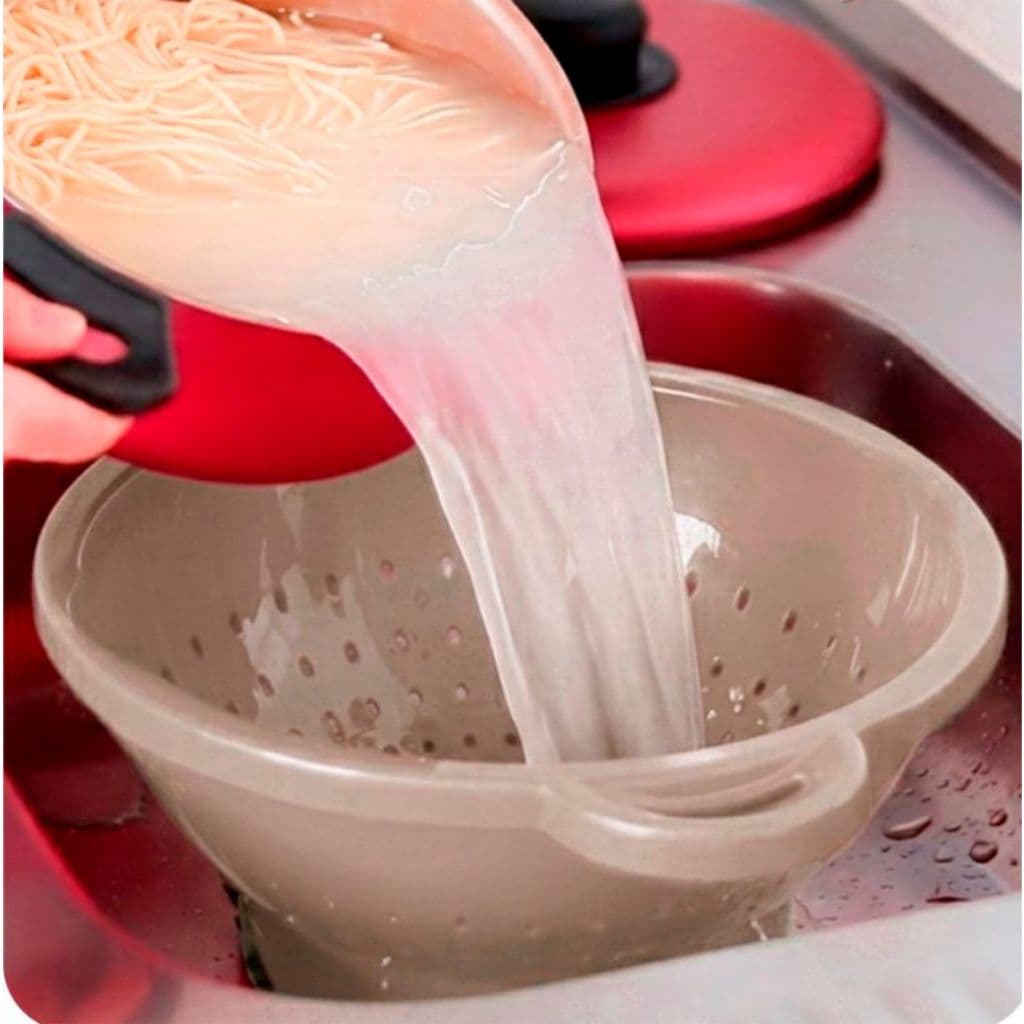 Escorredor de Macarrão com Alça Plástico Multiuso para Massa Legumes Cozinha Prático Resistente