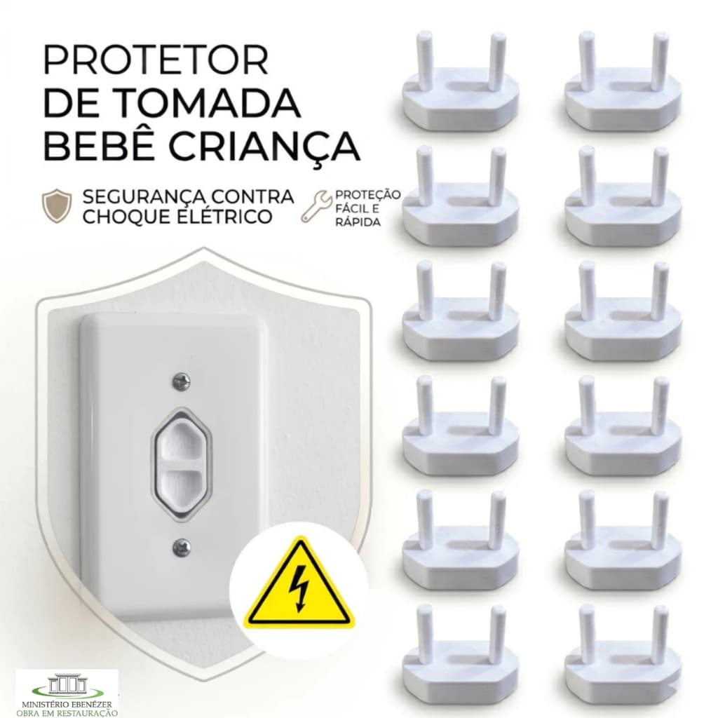 Kit 6/12/24/36 Protetor Tomada Criança e Bebê Segurança Contra Choque Elétrico Protecao Infantil Pino