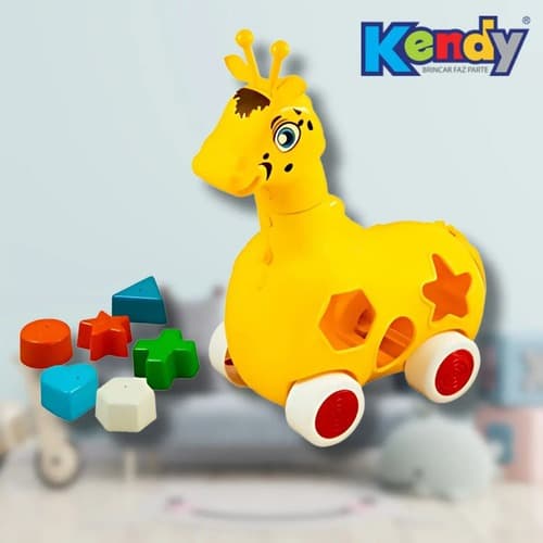 Brinquedo Educativo Bebê Girafa Lola Kendy | Didático Encaixe Com Rodinhas 6 Formas
