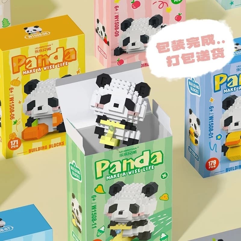 Blocos de Montar Panda Brinquedo Educativo Infantil Construção Criativa Presente para Crianças