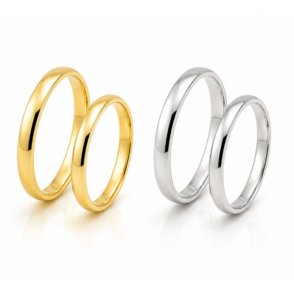 Par de Alianças Dourada ou Prateada Casamento Namoro Compromisso