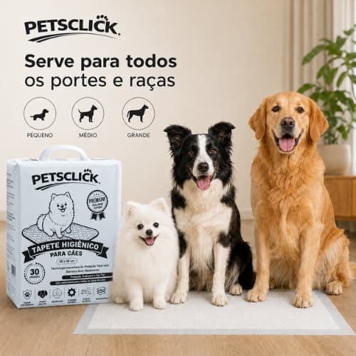 Tapete Higiênico Petsclick 30 Unidades 60x90 Para Cães Pet Branco
