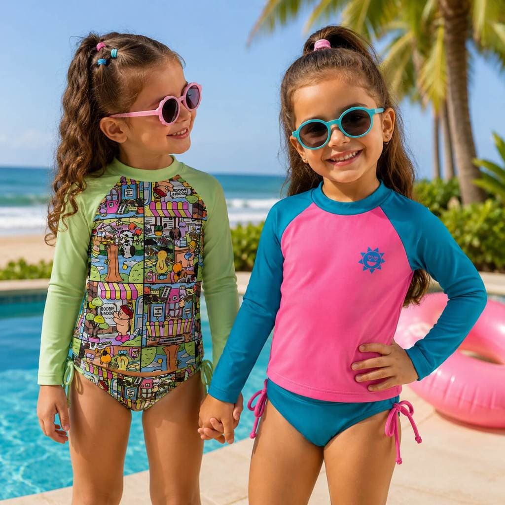 Roupa De Praia Infantil Menina Uv Proteção Solar | Biquíni Infantil | Camiseta Uv Infantil
