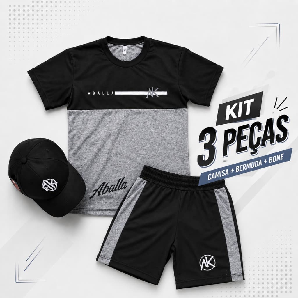 Conjunto infantil juvenil Masculino Kit 3 peças com boné 2026
