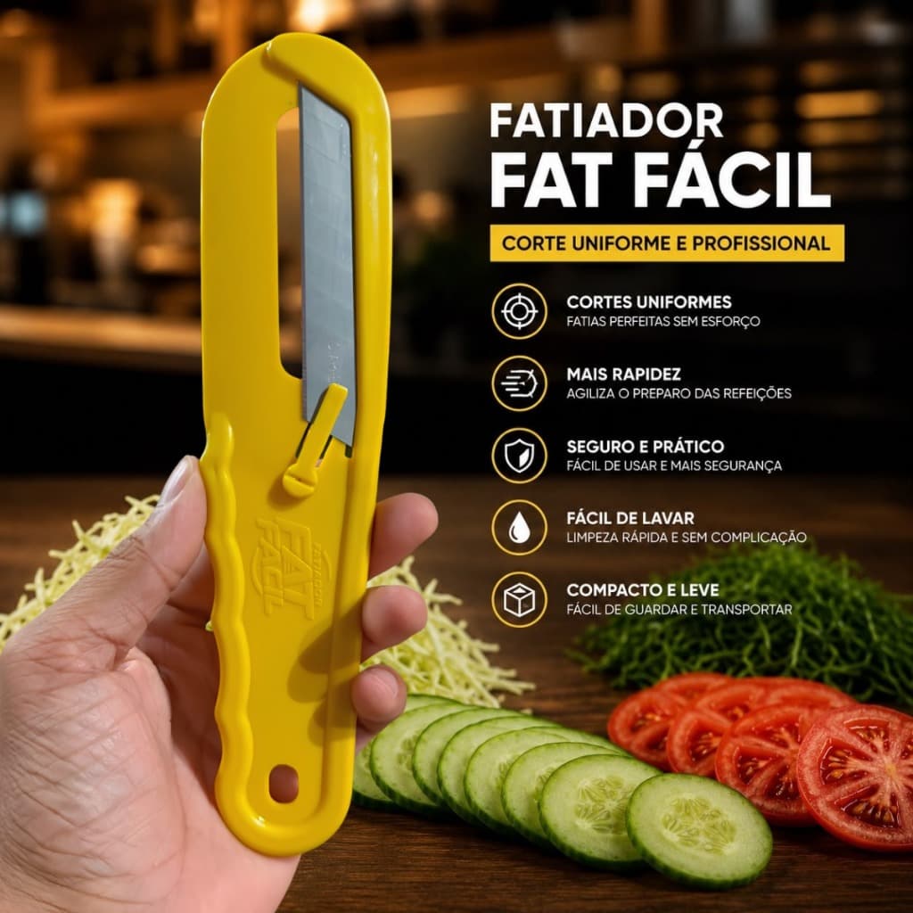 Fatiador de Legumes Amarelo 4 em 1 Multifuncional Cortador de Verduras e Vegetais