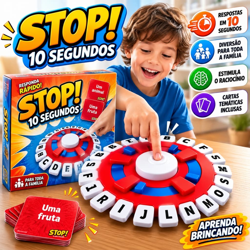 Jogo Educativo de Tabuleiro Pense Rápido 24cm, Cartas em Português, Funciona com e Sem Pilha