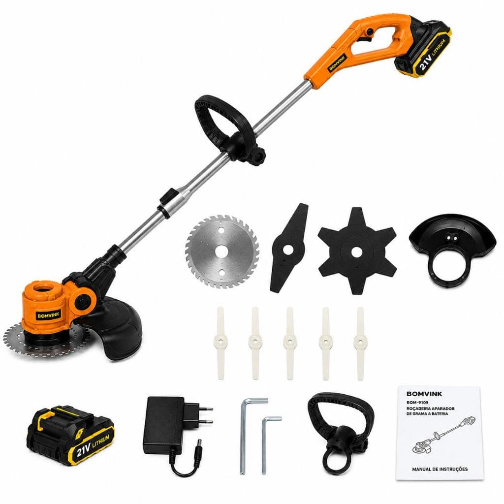 Roçadeira Aparador Grama Bateria 21V 5 Lâminas 9000RPM N/FE