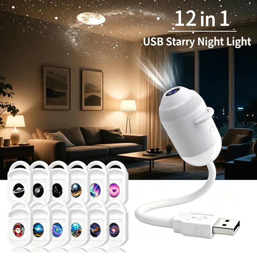 Projetor de Galáxia 2 em 1 com Luz Noturna, Projetor de Galáxia USB para Quarto, Controle por Toque e Mudança de Cor