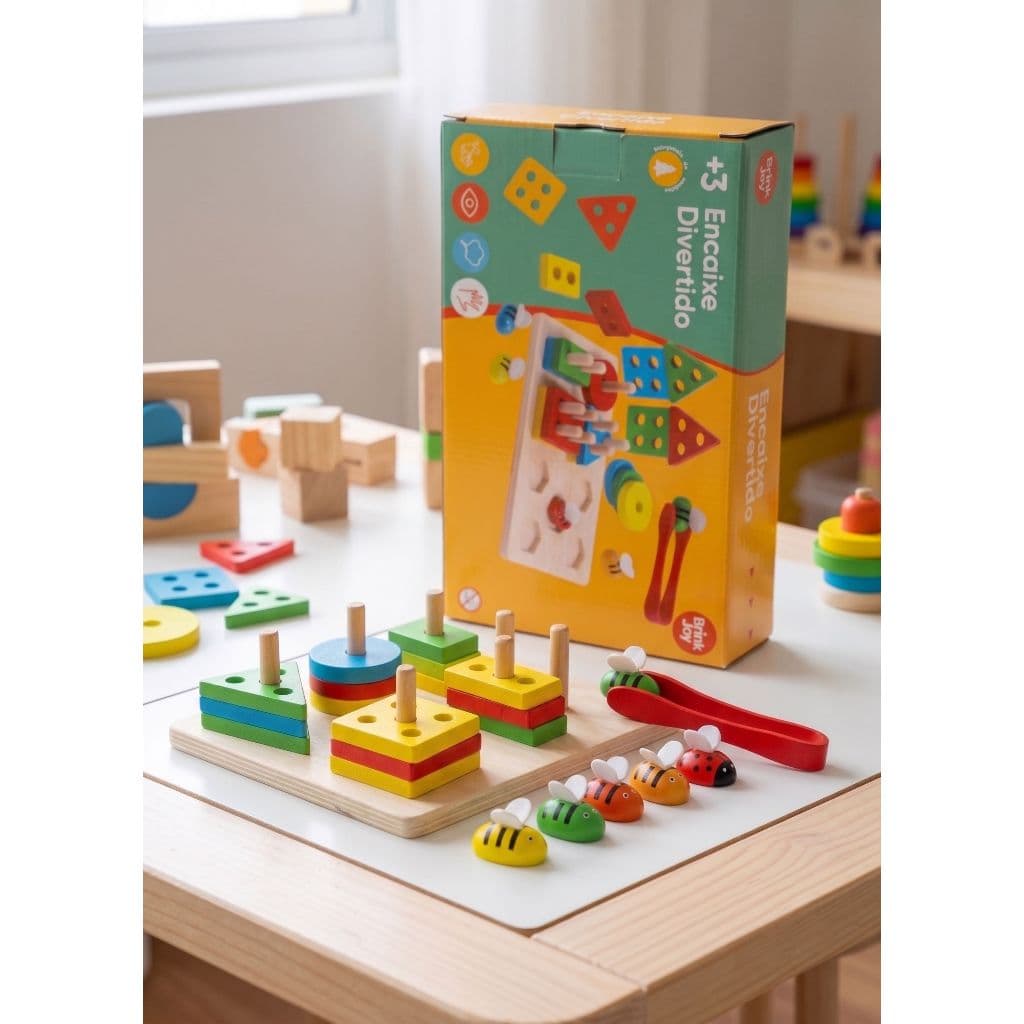 Brinquedo Educativo de Madeira Encaixe Divertido Pedagógico Infantil Colorido