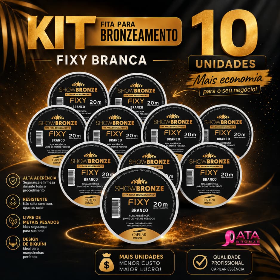 KIT 10 FITAS BRANCAS FIXY CAPILAR ESSENCIA