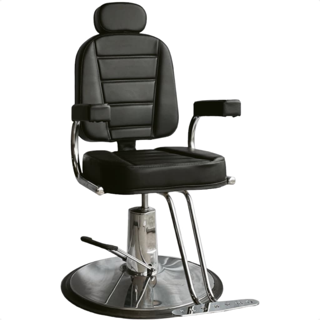 Cadeira Poltrona Barbeiro Barbearia Salão Reclinavel Hidraúlica Base Redonda Preta Shop Cabeleleiro