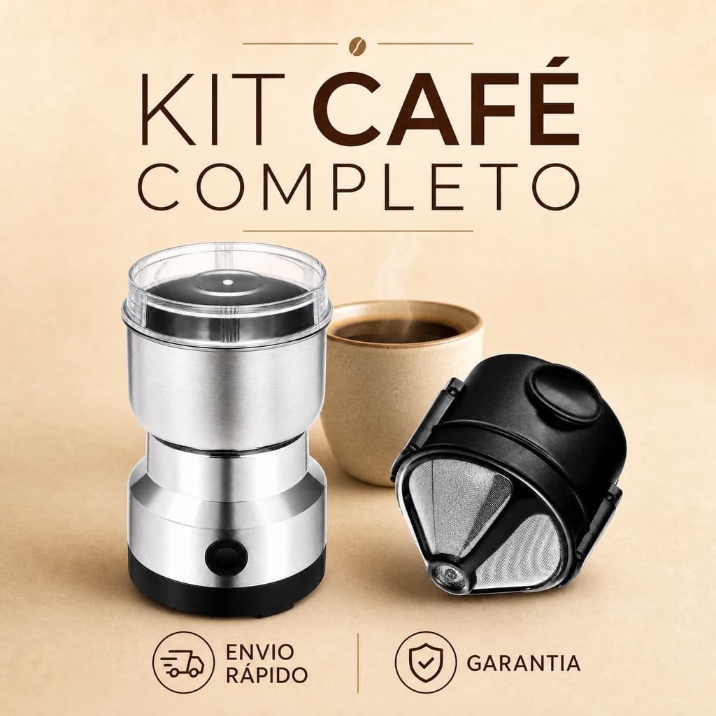 Kit Barista Express: Moedor Triturador Elétrico De Café Inox + Filtro Inox Portátil Reutilizável Sem Papel