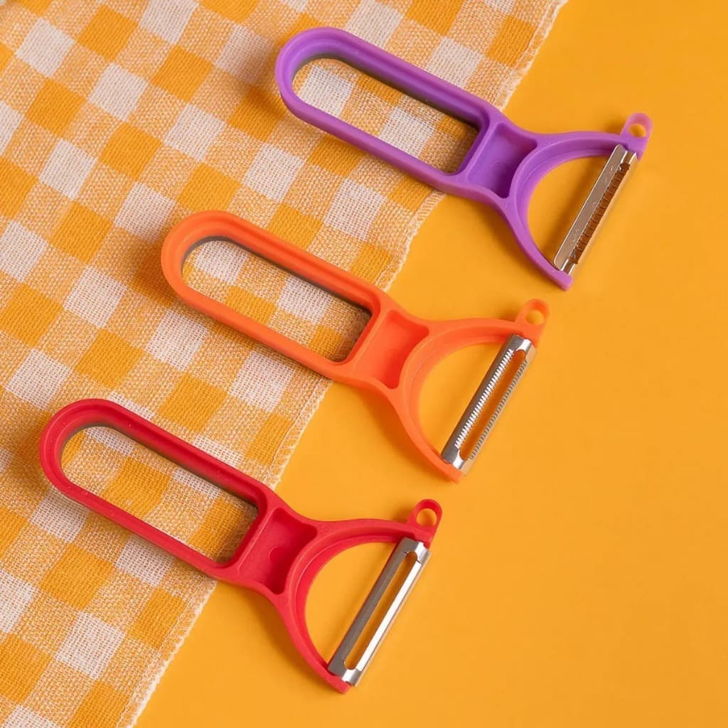 Kit 3 Descascadores de Legumes Frutas Vegetais Empilháveis Utensílio de Cozinha