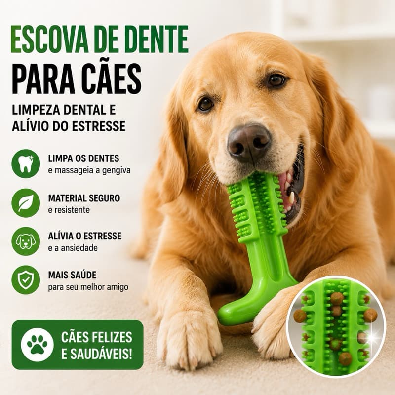Mordedor para Cães Escova de Dente – Brinquedo para Limpeza Dental e Alívio do Estresse