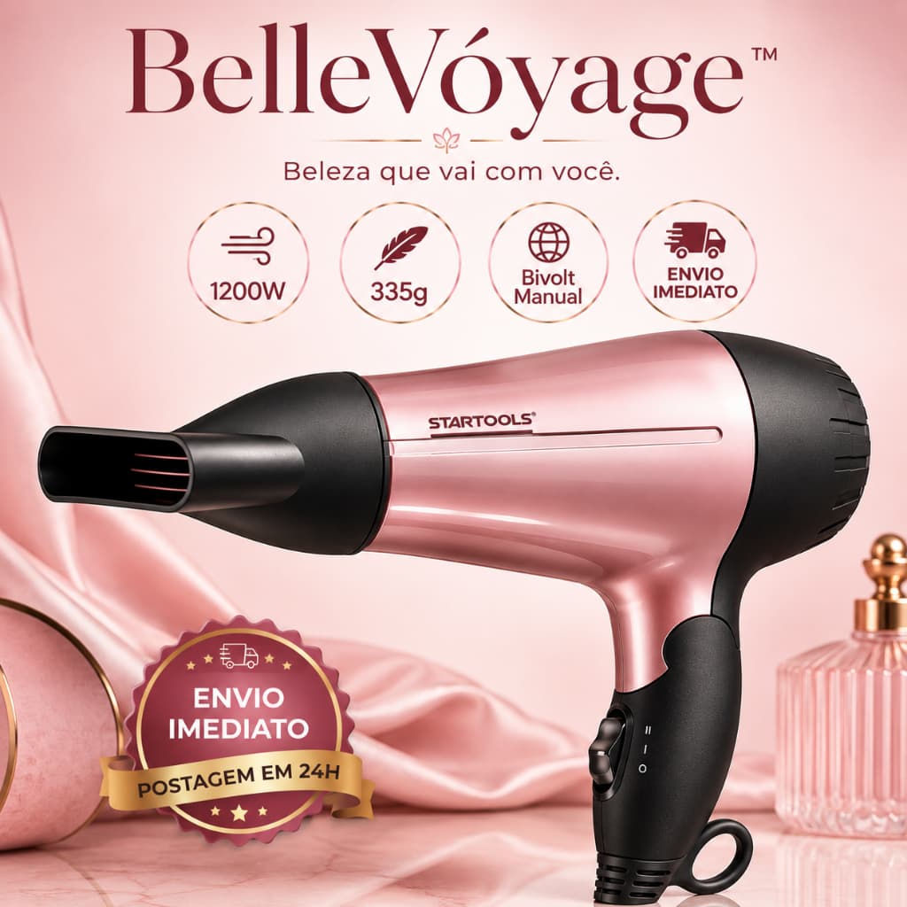 Secador Cabelo Profissional Portátil 1200w Bivolt Dobrável  BelleVoyage 💖