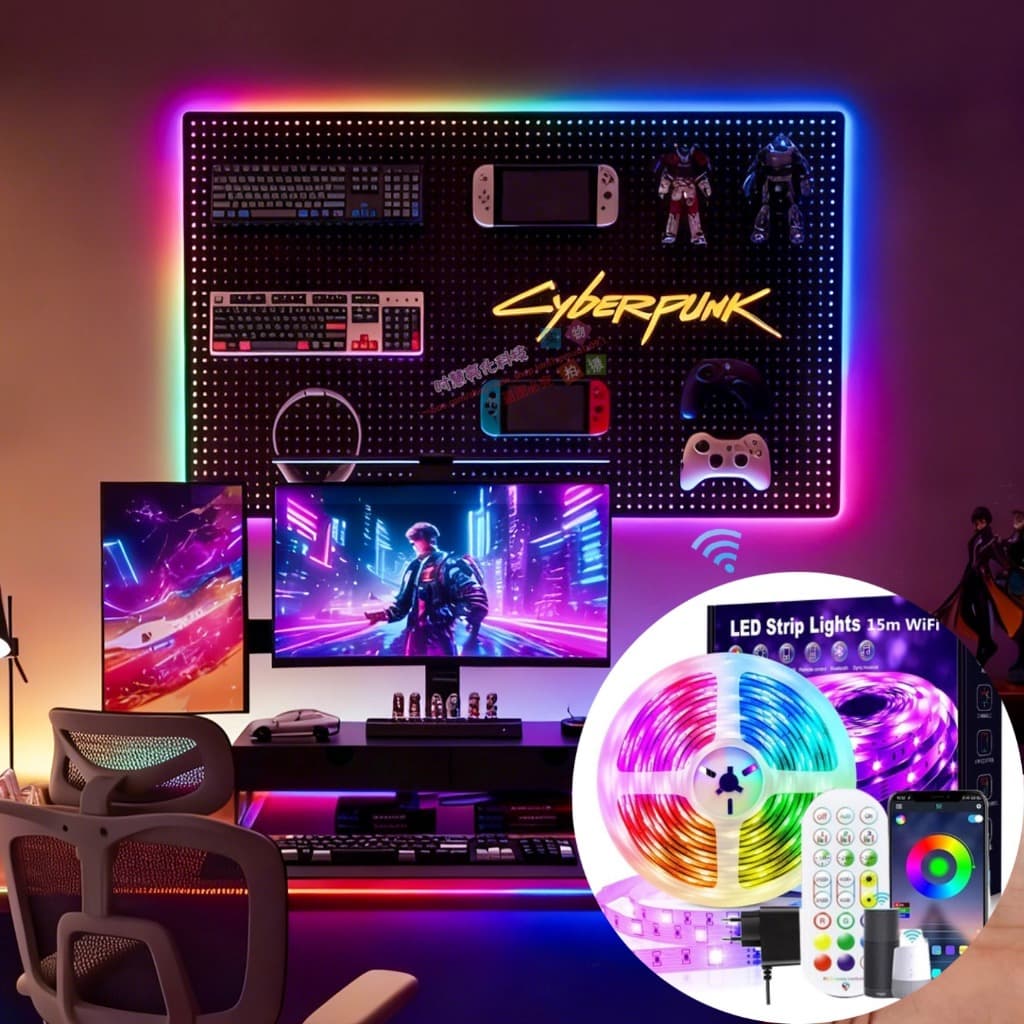 Fita Led 15m Wifi Rgb Inteligente+controle Compatível Alexa/Google Assistant Para Quarto/Computador