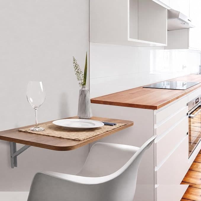 Mesa Dobrável Premium (Selo FSC) 80 X 41 cm Castanho com Cantos Arredondados e Kit para Fixação Bemfixa