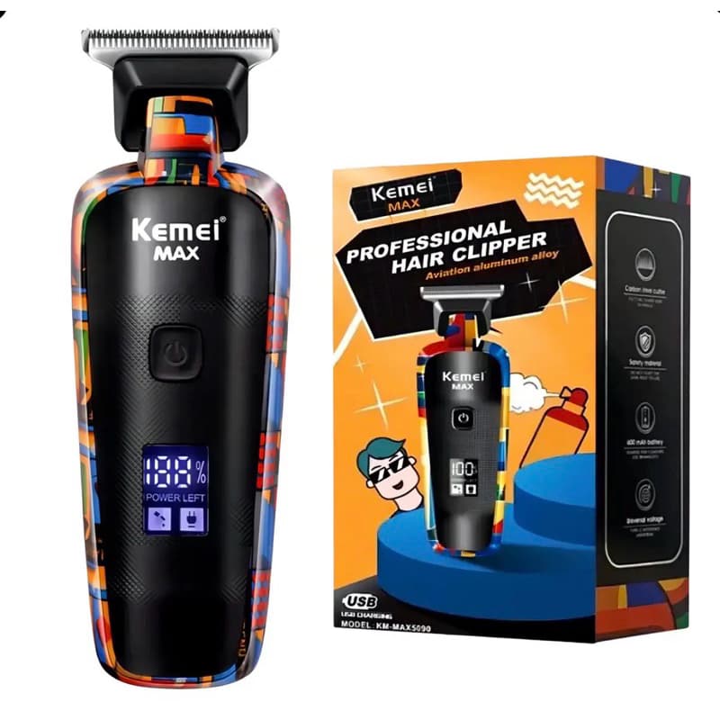 Máquina de Cabelo e Barba Elétrica Kemei Max 5090 - Precisão e Versatilidade