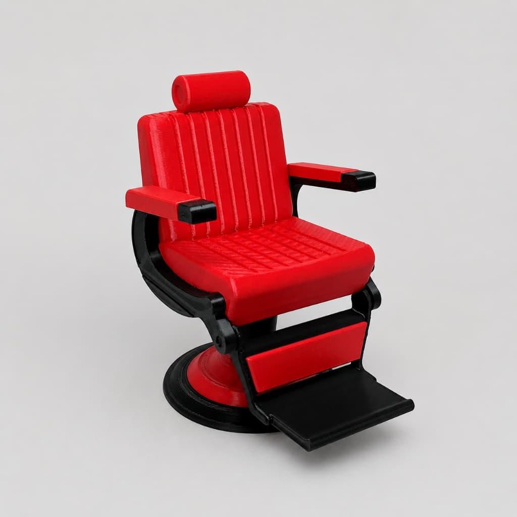 Miniatura Cadeira de Barbeiro Cabeleireiro Cabeleireira 11,5 cm Decoração Salão Barber Shop Biscuit