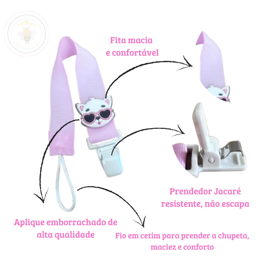 Prendedor de Chupeta Bebê | Prendedor de Bico com Clip Jacaré | Infantil Menino Menina | Universal