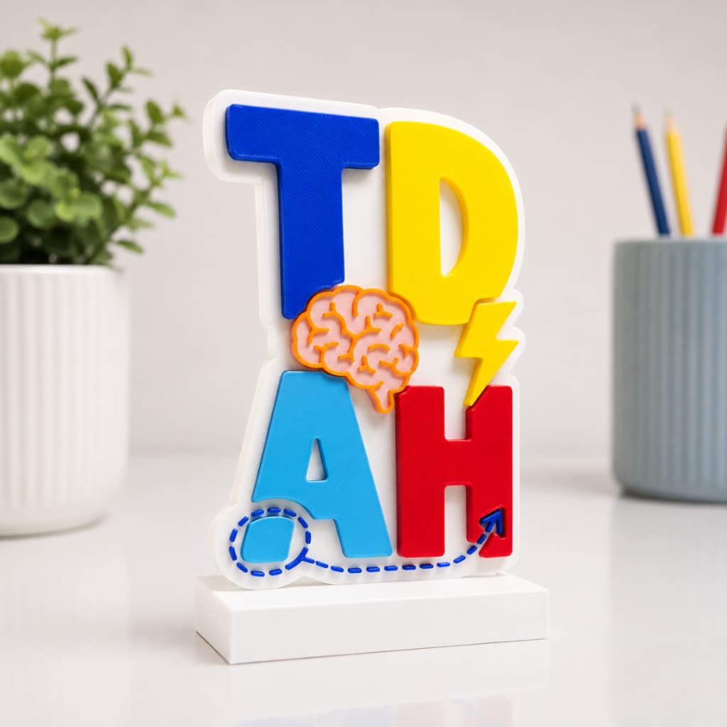 Placa Decorativa TDAH 3D Inclusão e Neurodiversidade