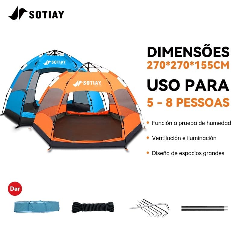 Sotiay Barraca Camping 5-8 Lugares Grande Ventilacao 270*270*150cm