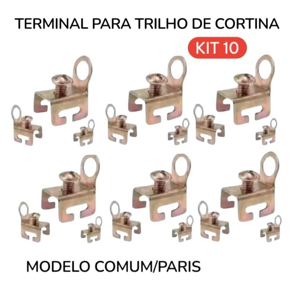 Kit Terminal Final Para Trilho de Cortina Comum 10 Unidades Tradicional