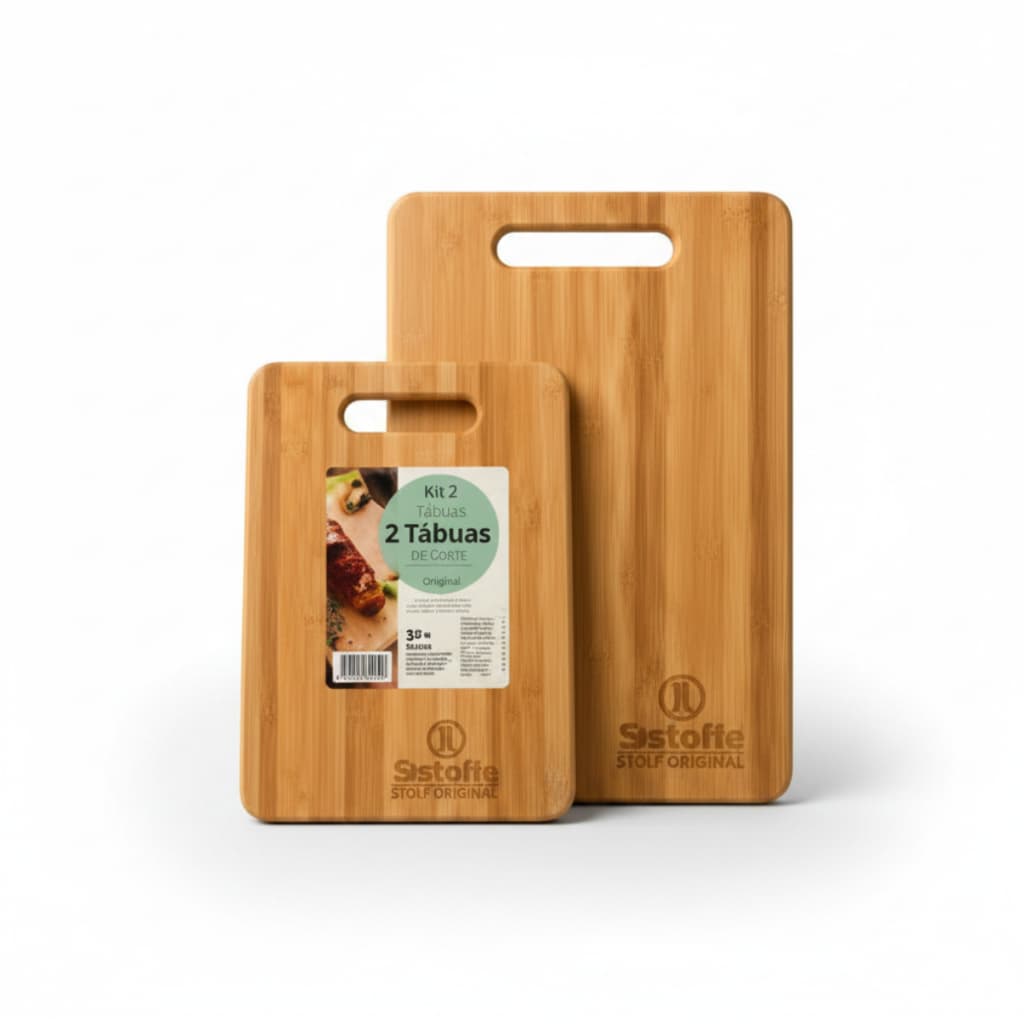 🔥 kit 2 Tábuas de Corte Stolf Original P/ Cozinha Churrasco Madeira Reforçada Multiuso Anti-Bacteria