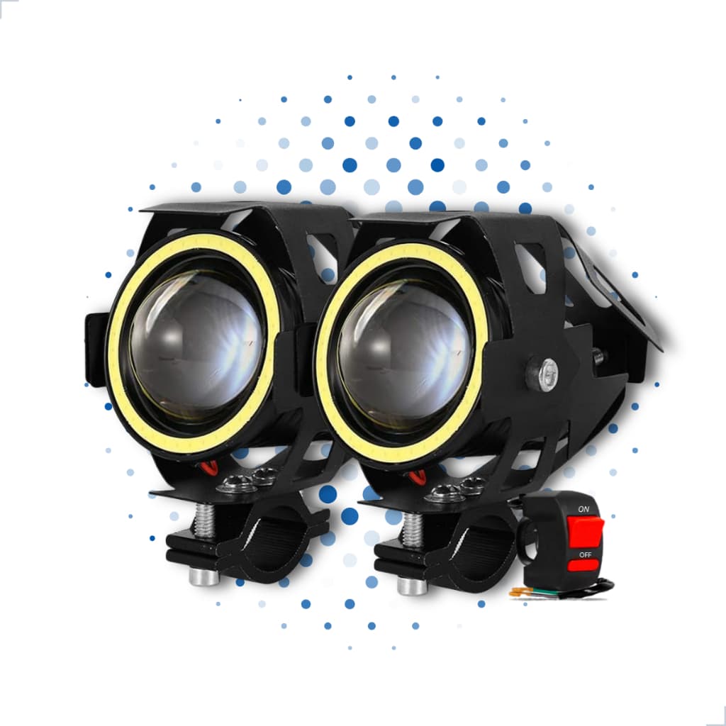 Par Farol Milha Moto Angel Eye U7 Led Auxiliar 10W Neblina Forte Potente