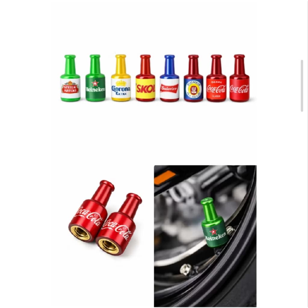 Par Tampa de Válvula Para Pneu de Carro Moto Bicicleta Modelo Garrafinha