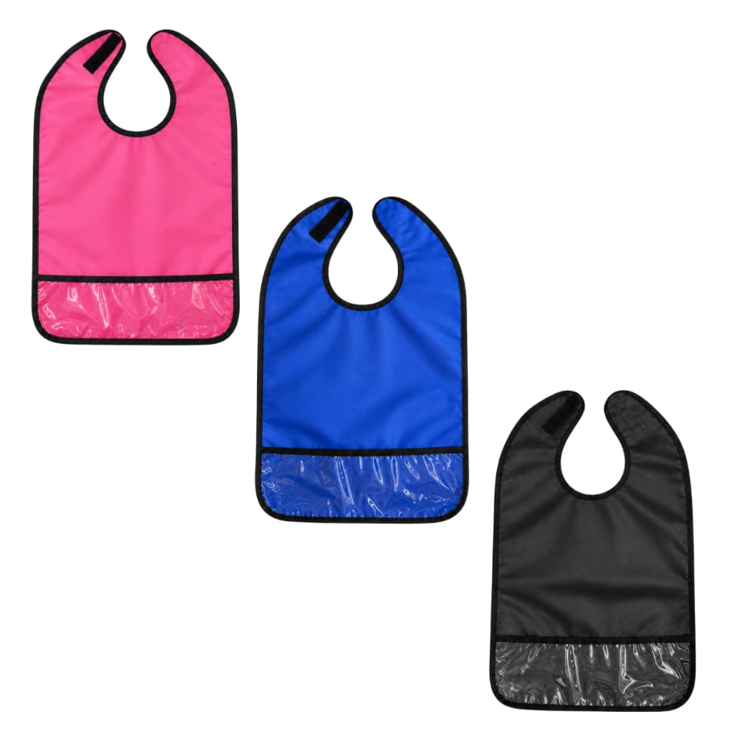 Kit Com 3 Babador Idoso Adulto Impermeável Bolso Coletor Bagum Protetor De Roupa Refeição Lavável