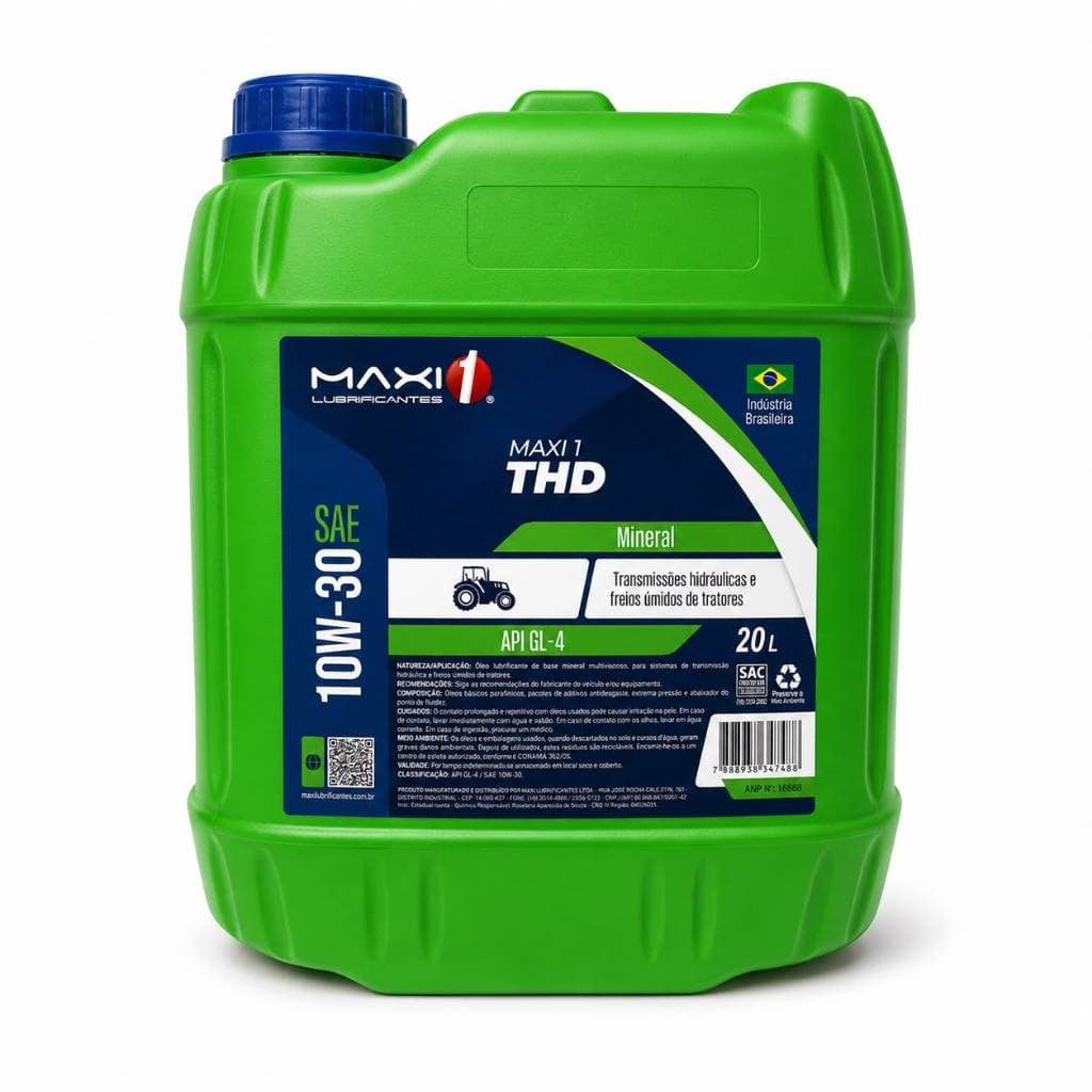 Óleo Lubrificante Trator Multifuncional THD 10W30 20 Litros Maxi1 API GL-4 Transmissão Hidráulica Freio Úmido