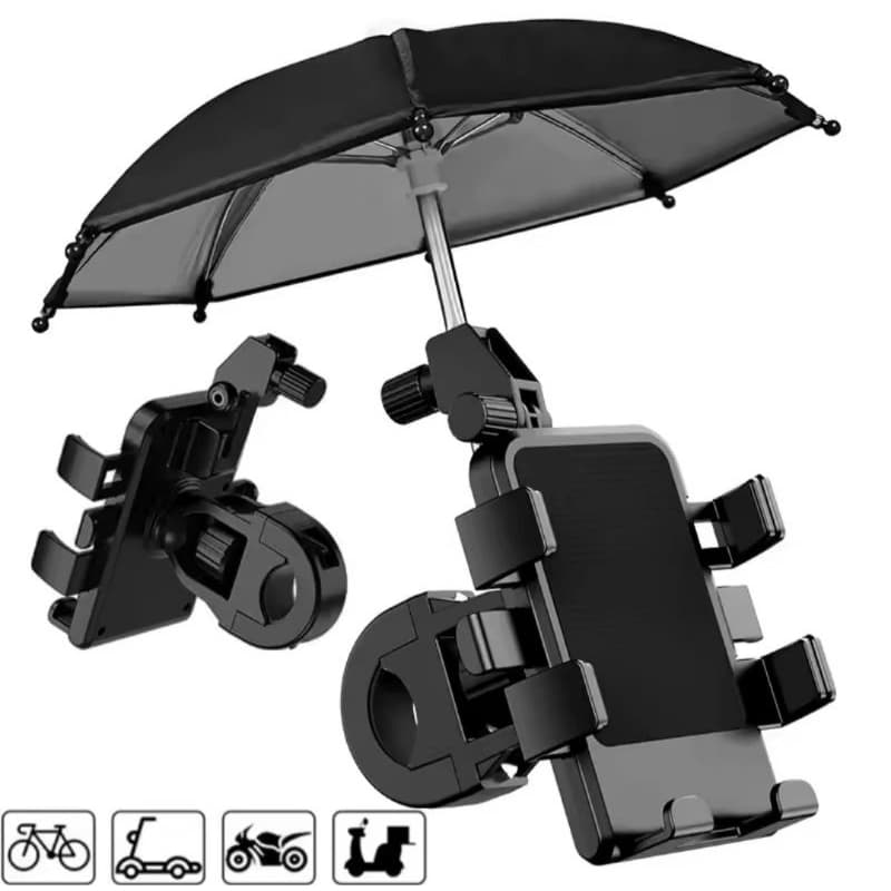 Suporte para Celular de Moto com Guarda-Chuva e Protetor Solar, Suporte para para Guidão
