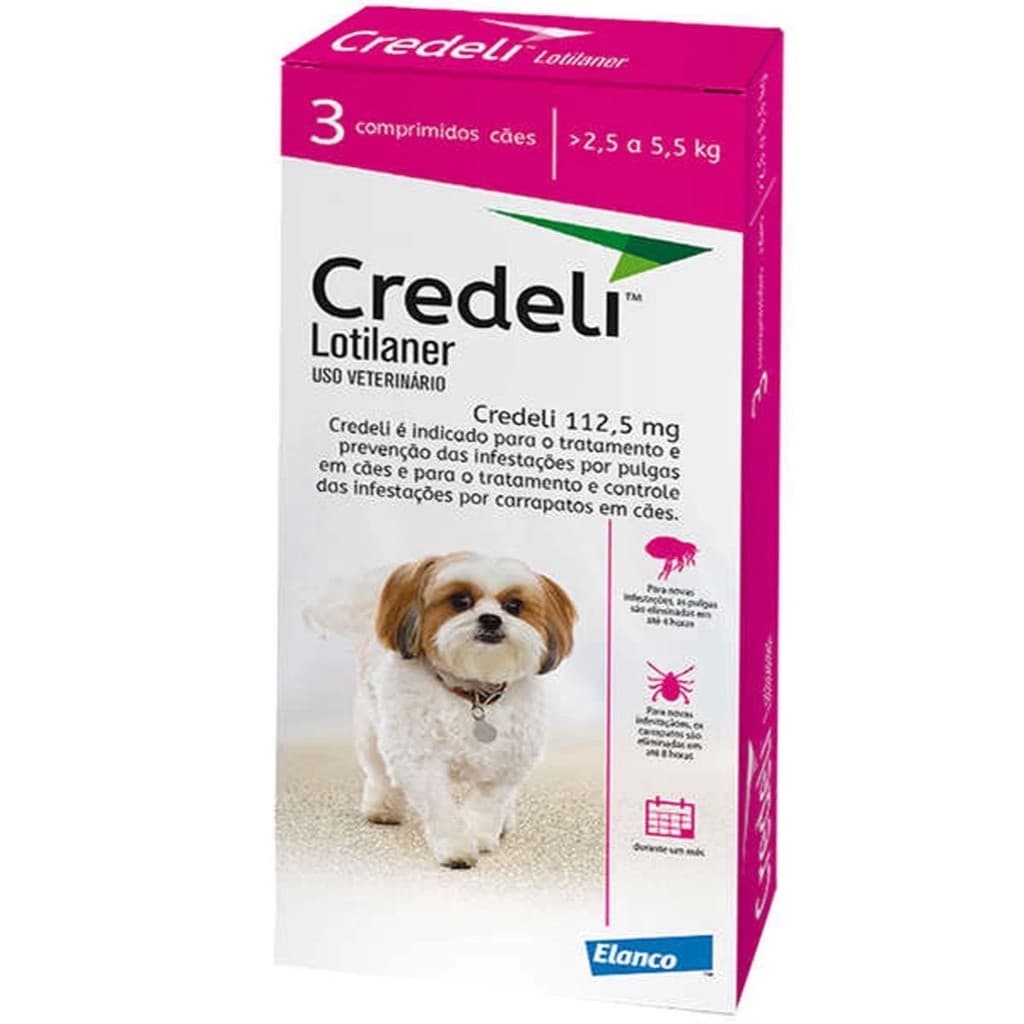 Credeli Elanco 112,5 mg para Cães de 2,5 a 5,5 Kg - 3 Comprimidos