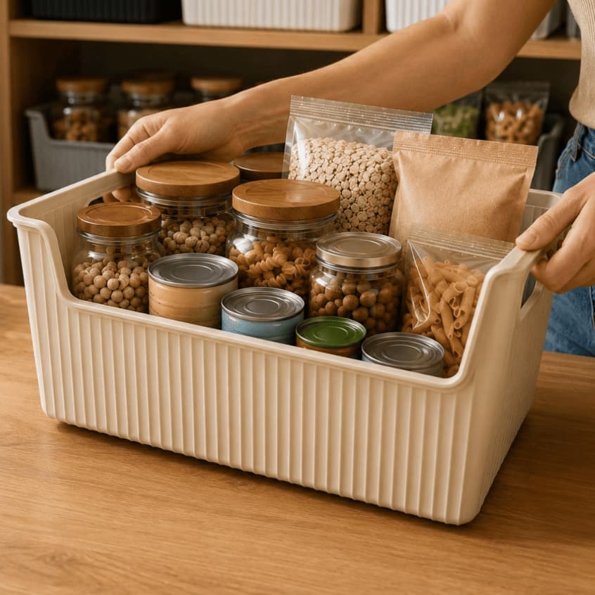 Kit Organizador de Geladeira BPA FREE Canelado 10x14x31 Cestos Organizadores Multiuso Armário Gaveta