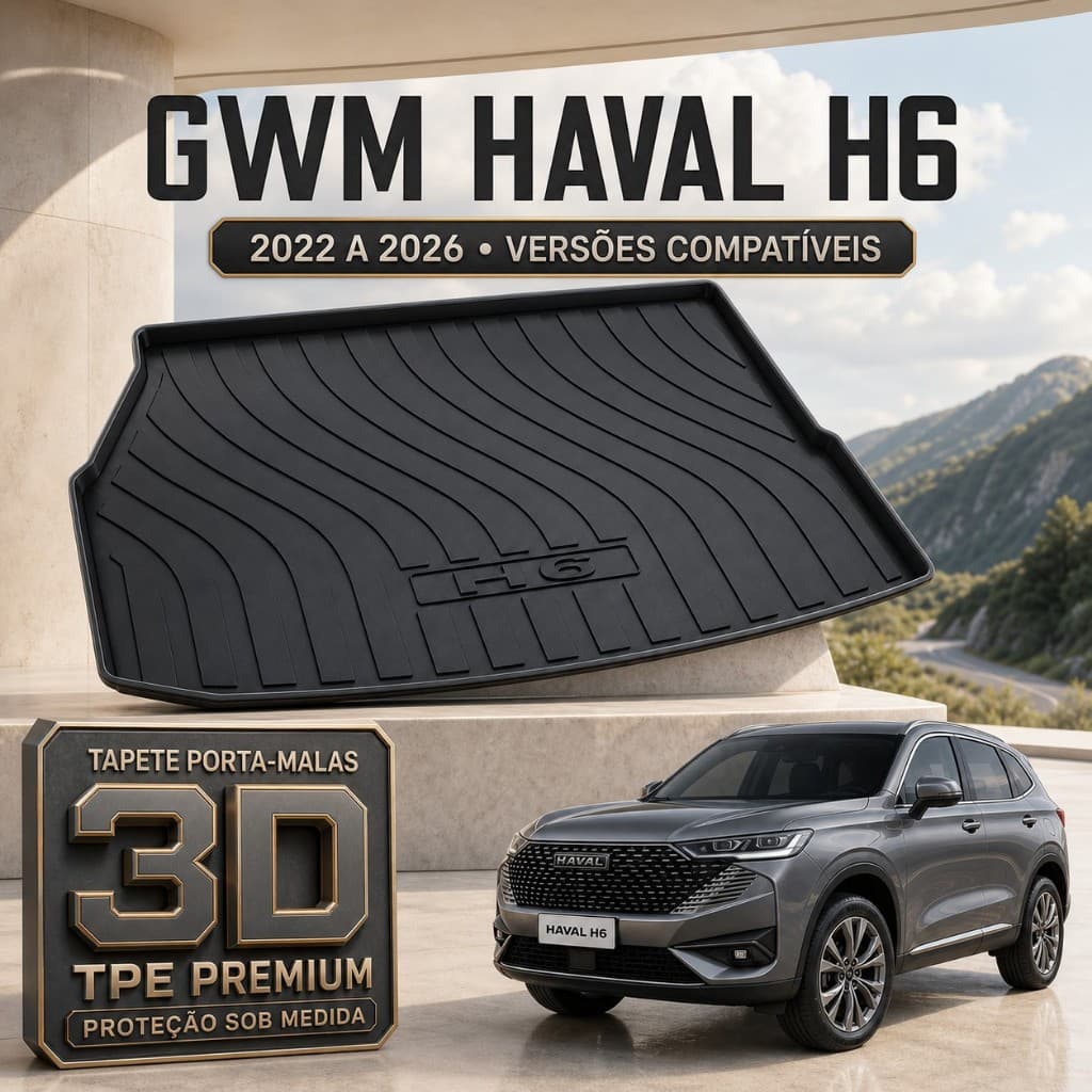 Tapete De Porta Malas Premium Bandeja Borda Alta De Borracha Tpe 3D Para GWM Haval 2022 - 2026 Ekap
