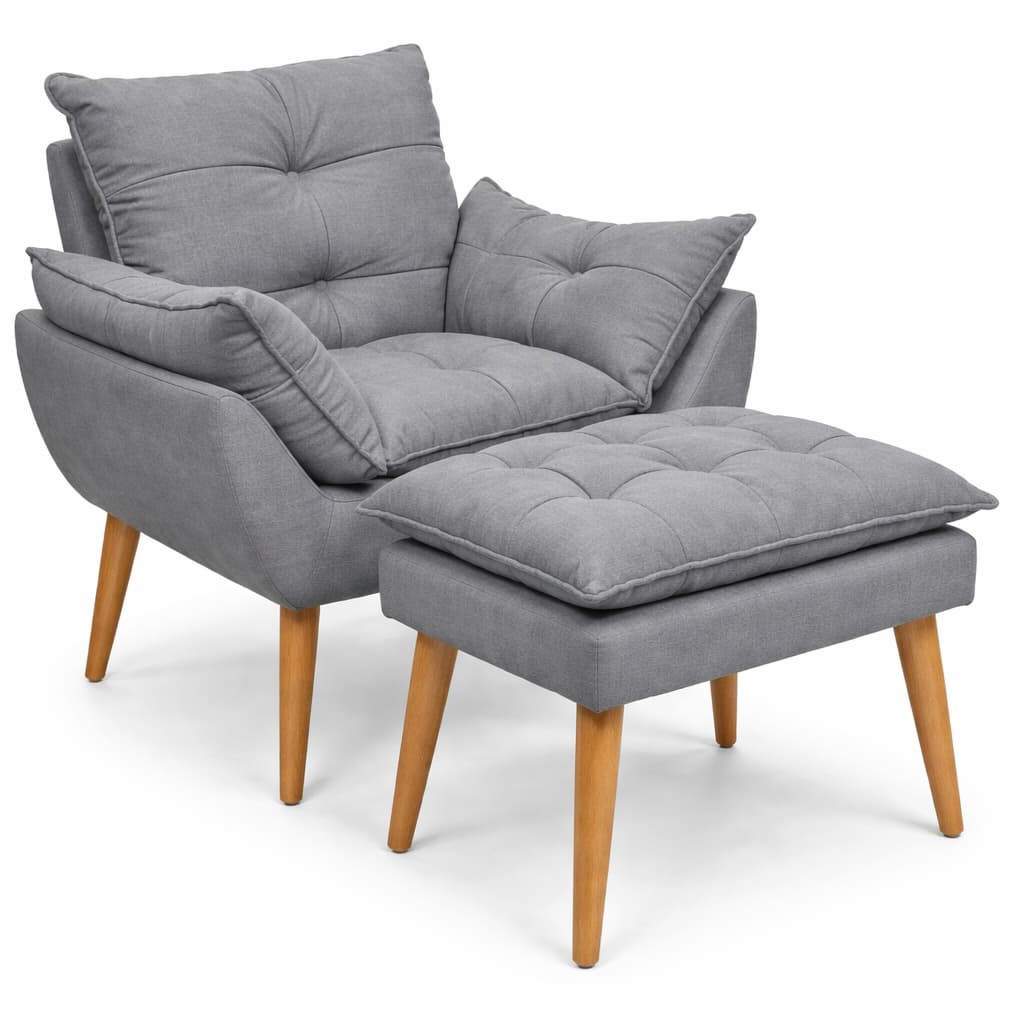 Kit Poltrona Cadeira Decorativa Opala com Puff para Sala Amamentação Quarto TV Salão Leitura - Trida Móveis