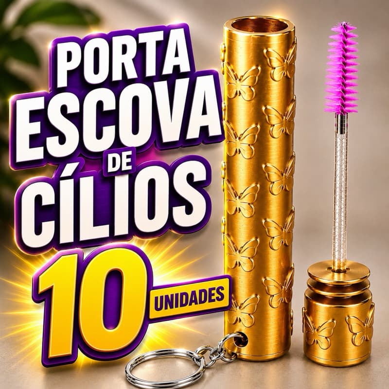 10Porta Escova de Cílios com Chaveiro | Escova Removível para Alongamento de Cílios