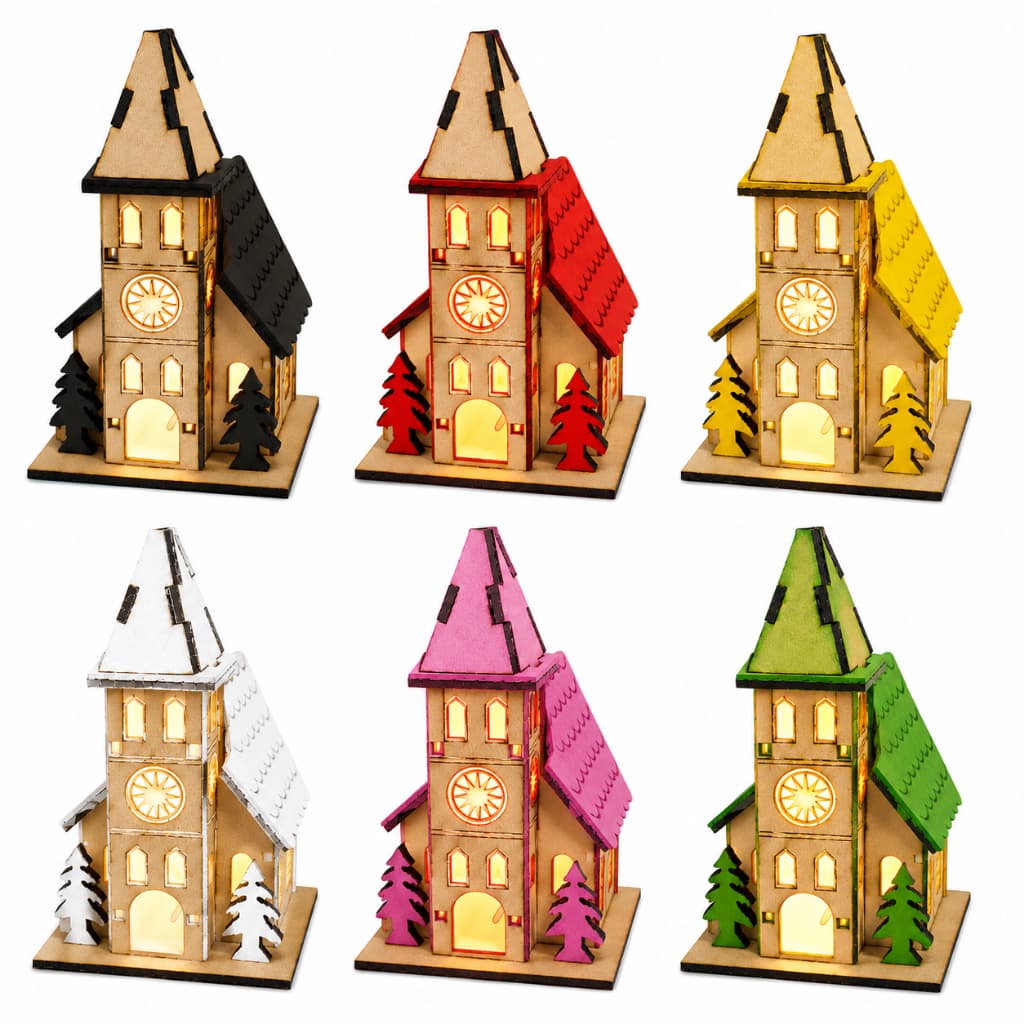 Mini Casa Casinha com Sacada Iluminada MDF Decorativa Artesanal Corte Laser Diodo CnC Maquete