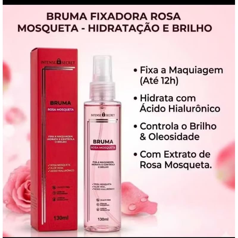 Bruma Fixadora de Maquiagem Acabamento Perfeito Rosa Mosqueta Spray 130ml – Intense Secret