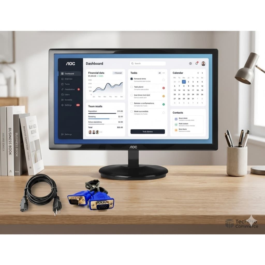 Tela Monitor 21,5 Polegadas AOC Com Cabo VGA Arranhados Leves Computador Câmeras