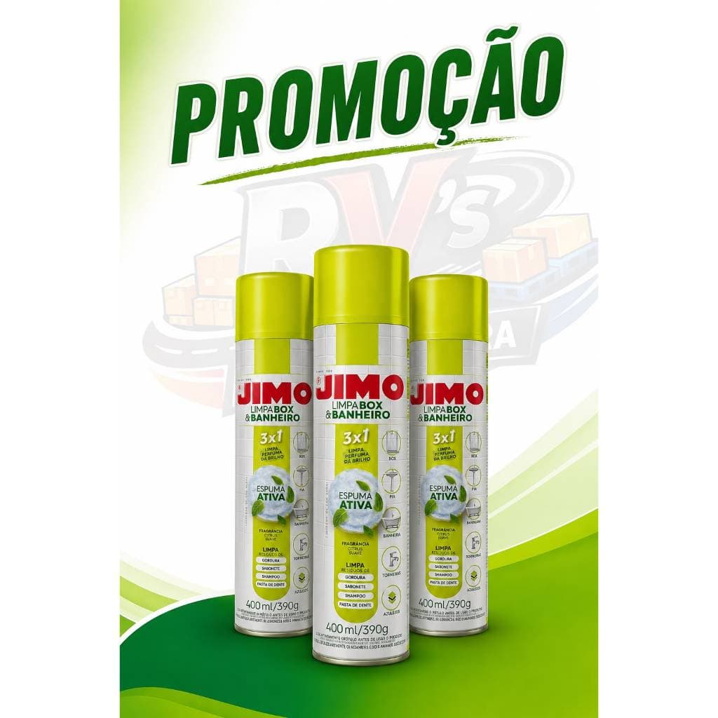Kit Ate 4 Spray Limpa Box e Vidros Jimo 400Ml Limpeza Premium A Seco Brilho Sem Manchar