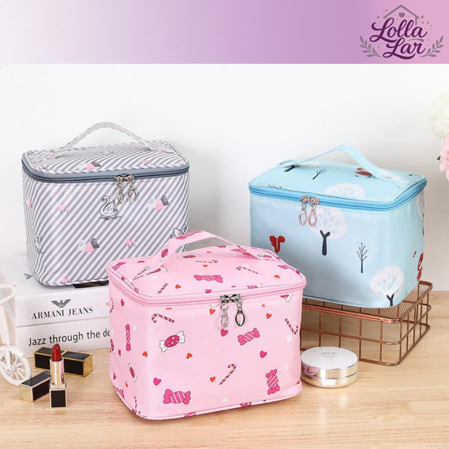 Bolsa Necessaire de Maquiagem  Estampada - Organizadora de Maquiagem e Cosméticos, Estojo Grande