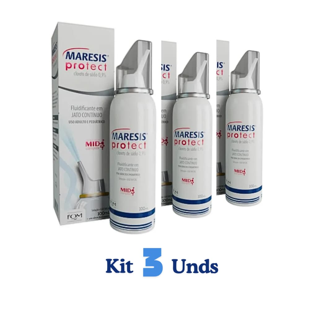 Kit 3 Maresis Protect Cloreto de Sódio 0,9% 100ml Solução e Hidratação Nasal Isotônica