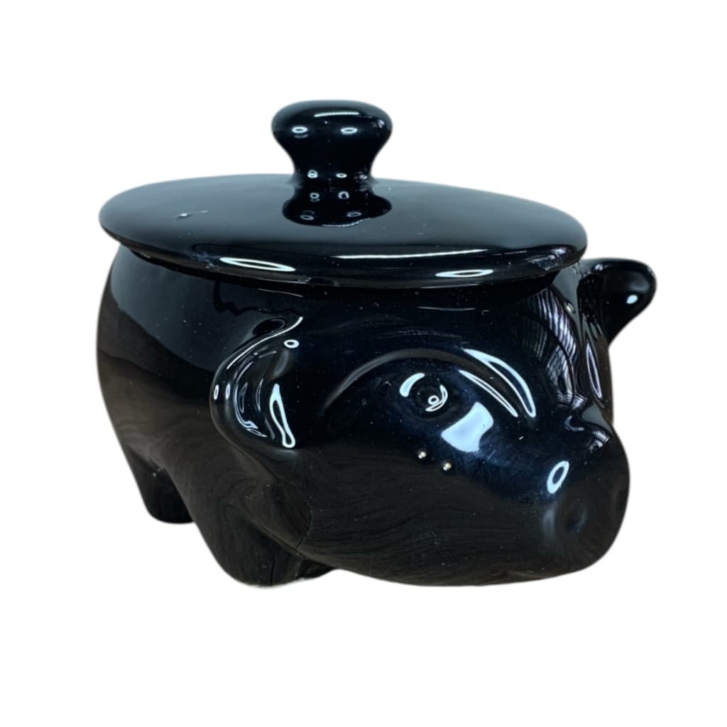 Bowl Preto de 2ª LINHA Com DEFEITOS de Fabricação Formato Porco Com Tampa Para Servir Acompanhamentos Alimentos